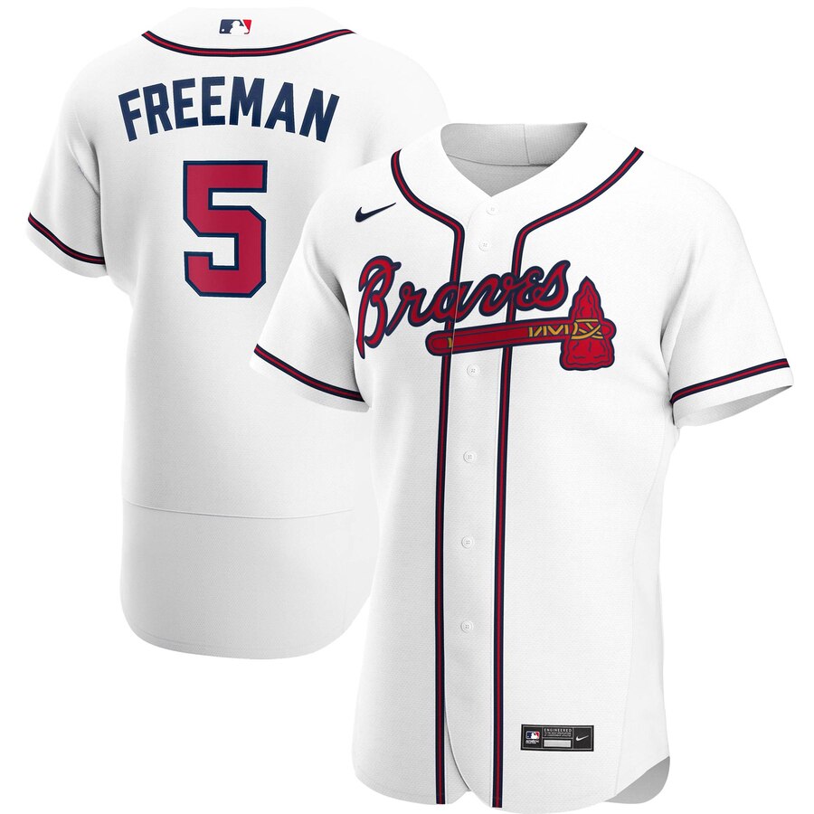 Atlanta Braves #5 Freddie Freeman Men Nike White Home 2020 Authentic Player MLB Jersey->atlanta braves->MLB Jersey